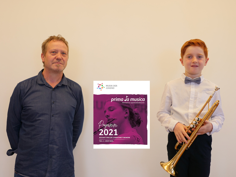 Trompete - Hannes Critelli mit Lehrer Anton Ludwig Wilhalm